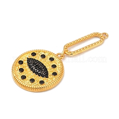 Brass Micro Pave Cubic Zirconia Black Evil Eye Pendants&nbsp;KK-U058-42G