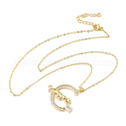 Brass Micro Pave Clear Cubic Zirconia Pendant Necklaces for Women&nbsp;NJEW-S449-01B-G