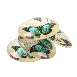 Butterfly Printed Glass Half Round/Dome Cabochons&nbsp;X-GGLA-N004-10mm-C