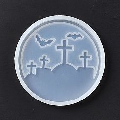 DIY Halloween Tombstone Pattern Cup Mat Silicone Molds&nbsp;DIY-E055-16