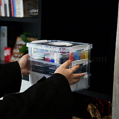 3 Layers Plastic Handled Organizers Boxes&nbsp;CON-WH0095-212A