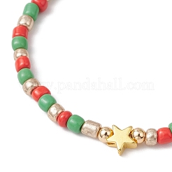 12Pcs Christmas Theme Glass Seed Beads Stretch Bracelet Sets&nbsp;BJEW-JB12109