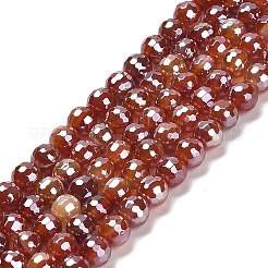 Electroplated Natural Agate Round Beads Strands&nbsp;G-L598-A01-01C