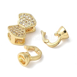 Brass Pave Clear Cubic Zirconia Fold Over Clasps&nbsp;KK-M320-30G