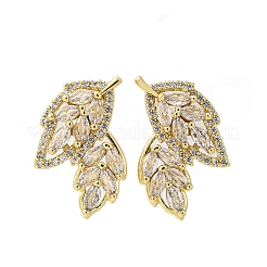 Brass Micro Pave Clear Cubic Zirconia Stud Earrings&nbsp;EJEW-F373-05G