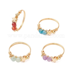4Pcs 4 Styles Natural Gemstone Finger Rings&nbsp;RJEW-TA00226
