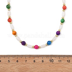 Dyed Round Natural Freshwater Shell & Rice Natural White Shell Beaded Necklaces for Women&nbsp;NJEW-JN06255