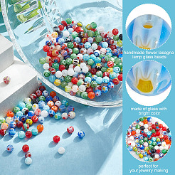 4 Strands Handmade Millefiori Glass Round Bead Strands&nbsp;LAMP-GO0001-13