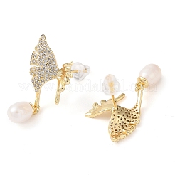Natural Pearl Stud Earrings&nbsp;EJEW-L286-04G