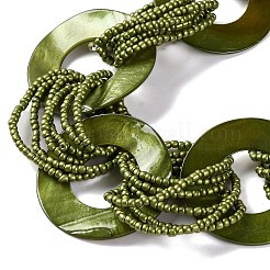 Spray Painted Disc Freshwater Shell & Acrylic Beaed Bib Necklaces&nbsp;NJEW-S427-02D