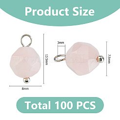 100Pcs Faceted Natural Rose Quartz Star Cut Round Charms&nbsp;G-HS0001-04