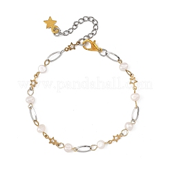 304 Stainless Steel & Natural Cultured Freshwater Pearl Link Chains Bracelets for Women&nbsp;BJEW-JB13908