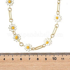 Brass Enamel Flower Link Chain Necklaces&nbsp;NJEW-JN06366