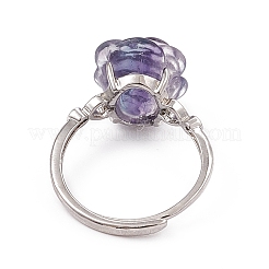 Flower Natural Fluorite Adjustable Rings&nbsp;KK-G273-10P