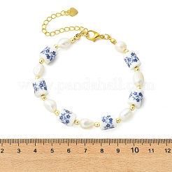 Natural Cultured Freshwater Pearl & Handmade Porcelain Beads Bracelets for Women&nbsp;BJEW-JB13755