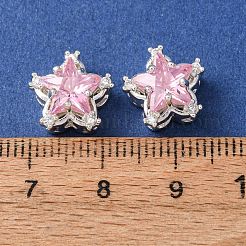 Brass Micro Pave Pink Cubic Zirconia Beads&nbsp;CU-CBAEC99-34S-01