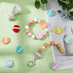 20Pcs 10 Colors Cup Cake Food Grade Eco-Friendly Silicone Beads&nbsp;SIL-DC0001-71