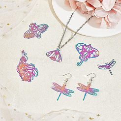 24Pcs 6 Styles 201 Stainless Steel Filigree Big Pendants&nbsp;STAS-UN0023-16