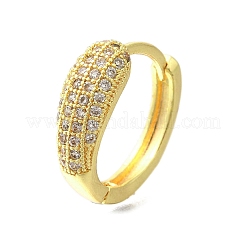 Brass Clear Cubic Zirconia Hoop Earrings&nbsp;EJEW-M047-01G