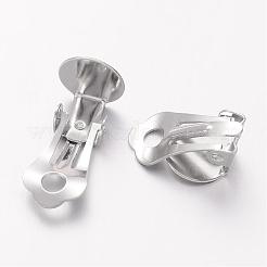 Nickel Free Platinum Color Brass Clip-on Earring Base Blank Settings&nbsp;X-KK-H168-N-NF