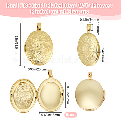 6Pcs Brass Locket Pendants&nbsp;KK-BBC0015-50