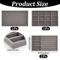 3Pcs 3 Styles Rectangle Wood Covered with Velvet Jewelry Trinket Display Trays&nbsp;AJEW-SP0004-64B-01