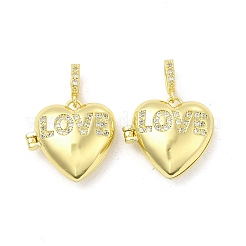 Brass Micro Pave Clear Cubic Zirconia Locket Pendants&nbsp;KK-H441-46LG