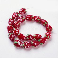 Handmade Lampwork 3D Strawberry Beads&nbsp;LAMP-R109A-15