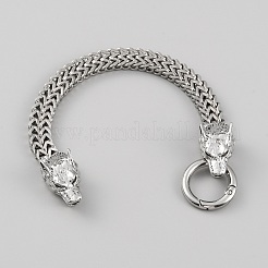 304 Stainless Steel Wolf Link Bracelet with Mesh Chains for Men Women&nbsp;BJEW-SZC0006-01P