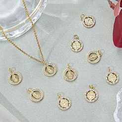 5Pcs Brass Micro Pave Cubic Zirconia Pendants&nbsp;ZIRC-SZ0005-50