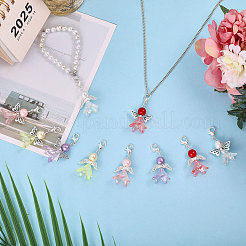 40Pcs 10 Styles Angel Acrylic & Glass Pearl Pendant Decoration&nbsp;HJEW-CA00017