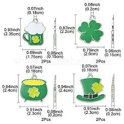 8Pcs 4 Style Saint Patrick's Day Theme Alloy Enamel Pendants&nbsp;ENAM-FS0001-72