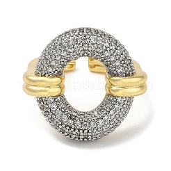 Rack Plating Brass Micro Pave Cubic Zirconia Cuff Finger Rings for Women&nbsp;RJEW-C114-16J-G