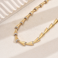 Brass Clear Cubic Zirconia Short Link Chain Women's Necklaces for Parties and Daily Wear&nbsp;OS4291-1