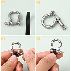 304 Stainless Steel Screw D-Ring Anchor Shackle Clasps&nbsp;STAS-E446-29AS