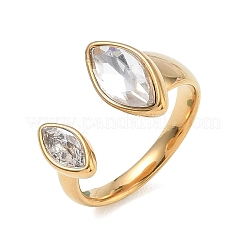 304 Stainless Steel Pave Clear Cubic Zirconia Cuff Open Rings for Women&nbsp;RJEW-F207-03D-G
