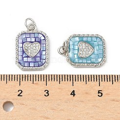 Rack Plating Brass Micro Pave Cubic Zirconia & Shell Pendants&nbsp;KK-I357-12P