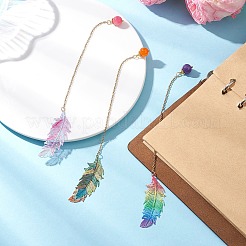 3Pcs Stainless Steel Feather & Alloy Bookmarks&nbsp;AJEW-JK00402