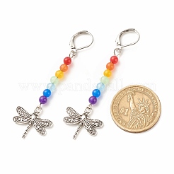Natural Malaysia Jade with Alloy Dragonfly Long Dangle Leverback Earrings&nbsp;EJEW-JE04909-04