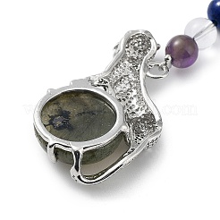 Natural Labradorite & Brass Cheetah Keychain&nbsp;KEYC-H019-01P-05