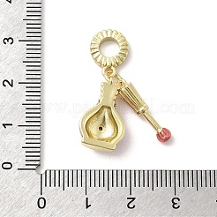 Brass Micro Pave Clear Cubic Zirconia European Dangle Charms&nbsp;KK-A278-08G-01