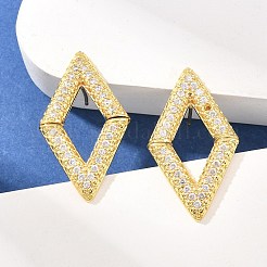 Brass Micro Pave Cubic Zirconia Stud Earrings&nbsp;KK-Z166-05G