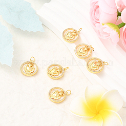 6Pcs Golden Tone Brass Micro Pave Cubic Zirconia Pendants&nbsp;KK-BBC0021-46
