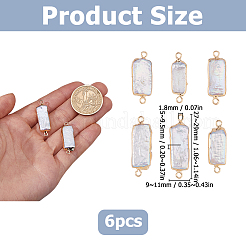 6Pcs Electroplate Natural Baroque Pearl Keshi Pearl Rectangle Connector Charms&nbsp;PEAR-HS0001-29