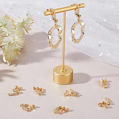 12Pcs Brass with Crystal Rhinestone Clip-on Earring Findings&nbsp;KK-BBC0010-60