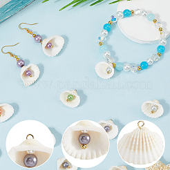 30Pcs Natural Shell & Imitation Pearl Pendants&nbsp;PALLOY-SC0004-42