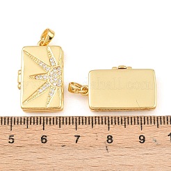 Brass Micro Pave Clear Cubic Locket Pendants&nbsp;X-KK-Z140-19G
