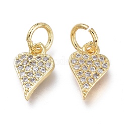 Brass Micro Pave Clear Cubic Zirconia Charms&nbsp;ZIRC-Q024-06G