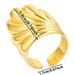 Adjustable Stainless Steel Cuff Open Rings with Leaf&nbsp;NX3774-2