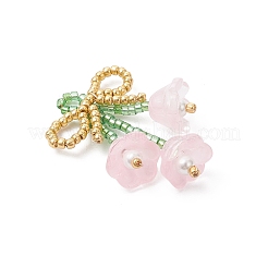 Glass Seed Beaded Bowknot with Flower Pendants&nbsp;PALLOY-MZ01129-02